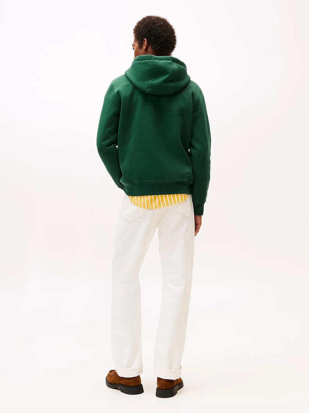 FELPA TOMMY HILFIGER UOMO CON CAPPUCCIO FELPATA LOGO RICAMATO VERDE