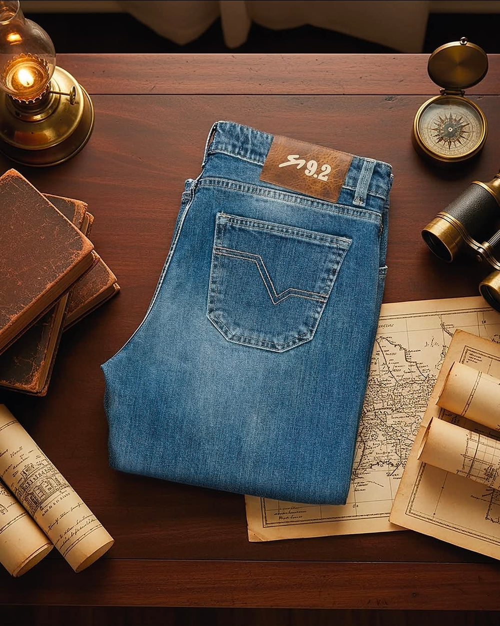 JEANS UOMO 9.2 CARLO CHIONNA GIOVE 5 TASCHE SLIM FIT BLU MEDIO