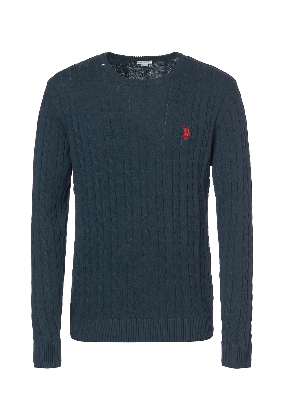 MAGLIONCINO US POLO ASSN GIROCOLLO A TRECCIA IN COTONE E CASHMERE BLU