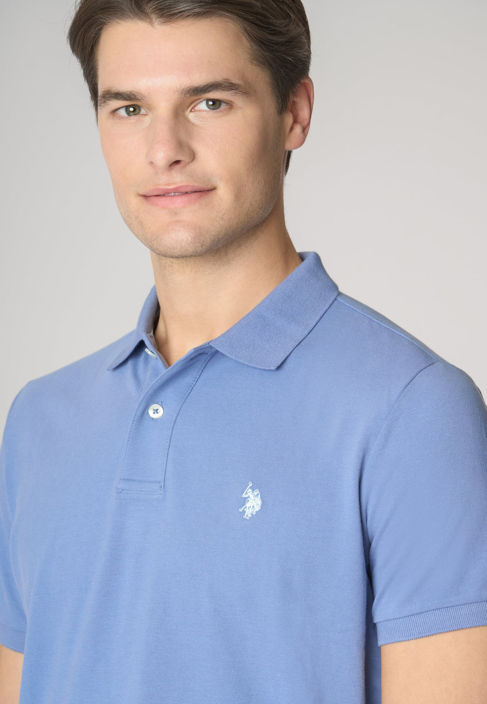 POLO UOMO US POLO ASSN IN COTONE PIQUET AZZURRO