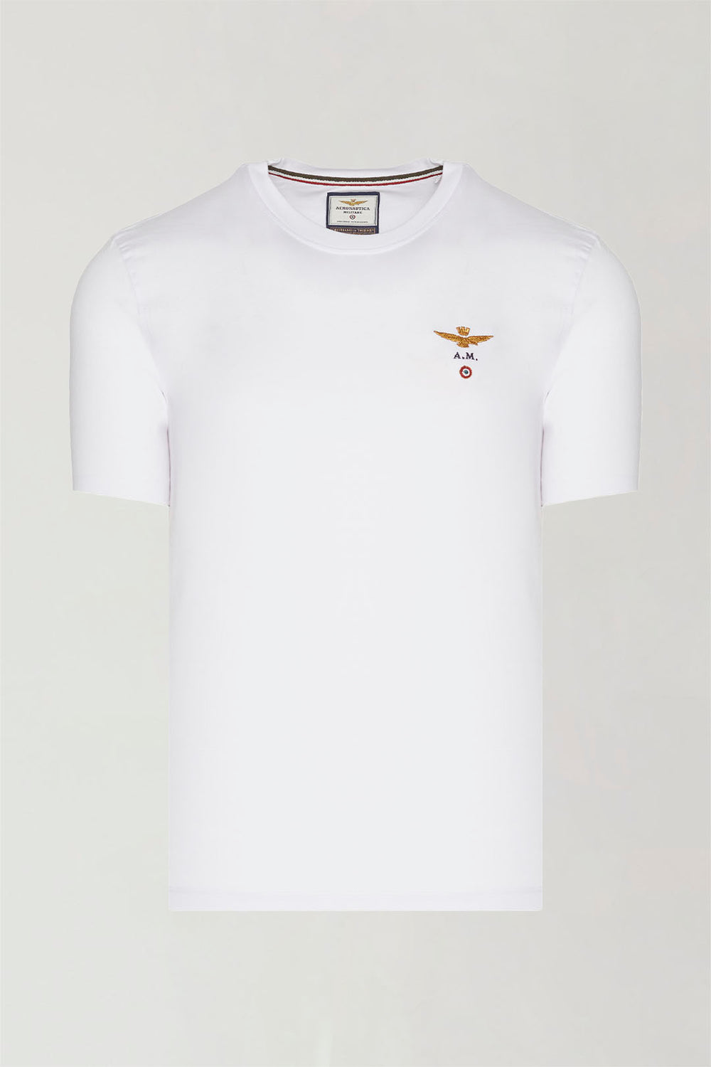 T-SHIRT UOMO AERONAUTICA MILITARE BASIC MEZZA MANICA BIANCO