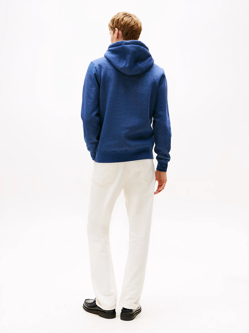 FELPA TOMMY HILFIGER UOMO CON CAPPUCCIO FELPATA LOGO RICAMATO ACQUA