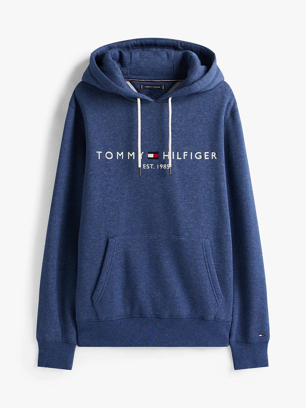 FELPA TOMMY HILFIGER UOMO CON CAPPUCCIO FELPATA LOGO RICAMATO ACQUA