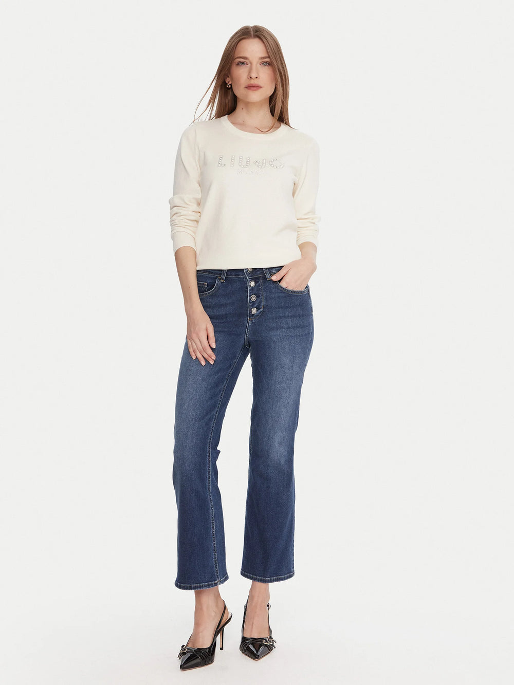 FELPA LIU JO DONNA GIROCOLLO FELPATA BIANCO