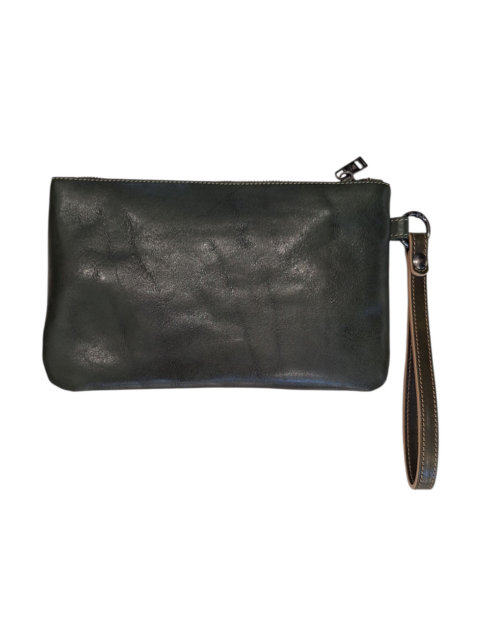 Pochette con Polsiera Vera Pelle Vegetale Verde