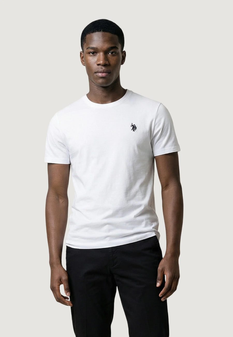 T-SHIRT UOMO US POLO ASSN MANICHE CORTE IN COTONE BIANCO