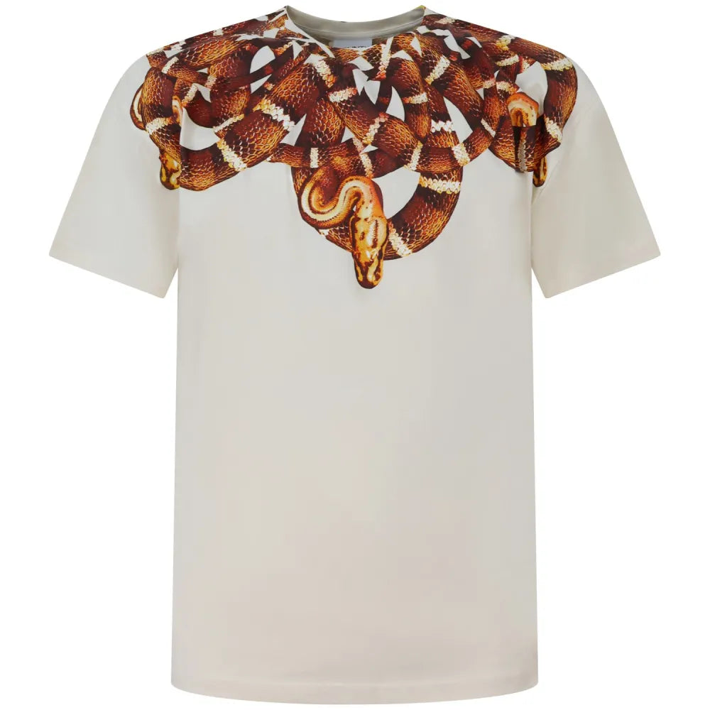 MARCELO BURLON T-SHIRT MEZZA MANICA COUNTY OF MILAN BIANCO SERPENTE MARRONE