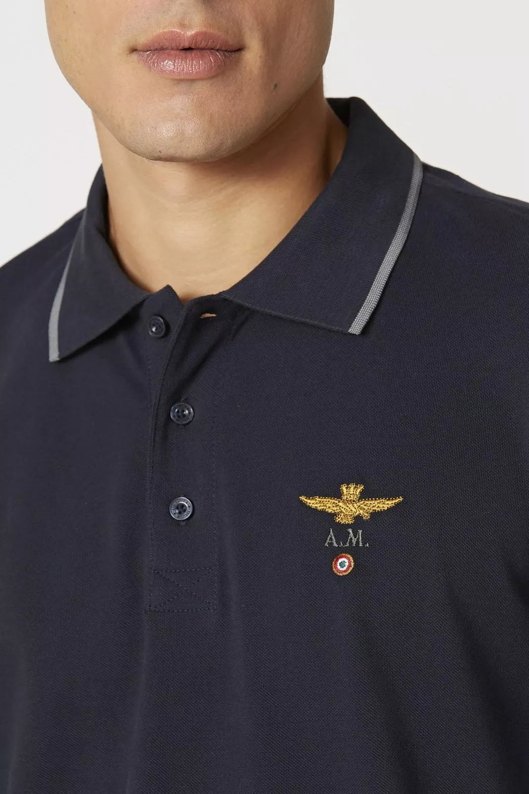 Polo Aeronautica Militare Basica in Cotone Pique' Blu