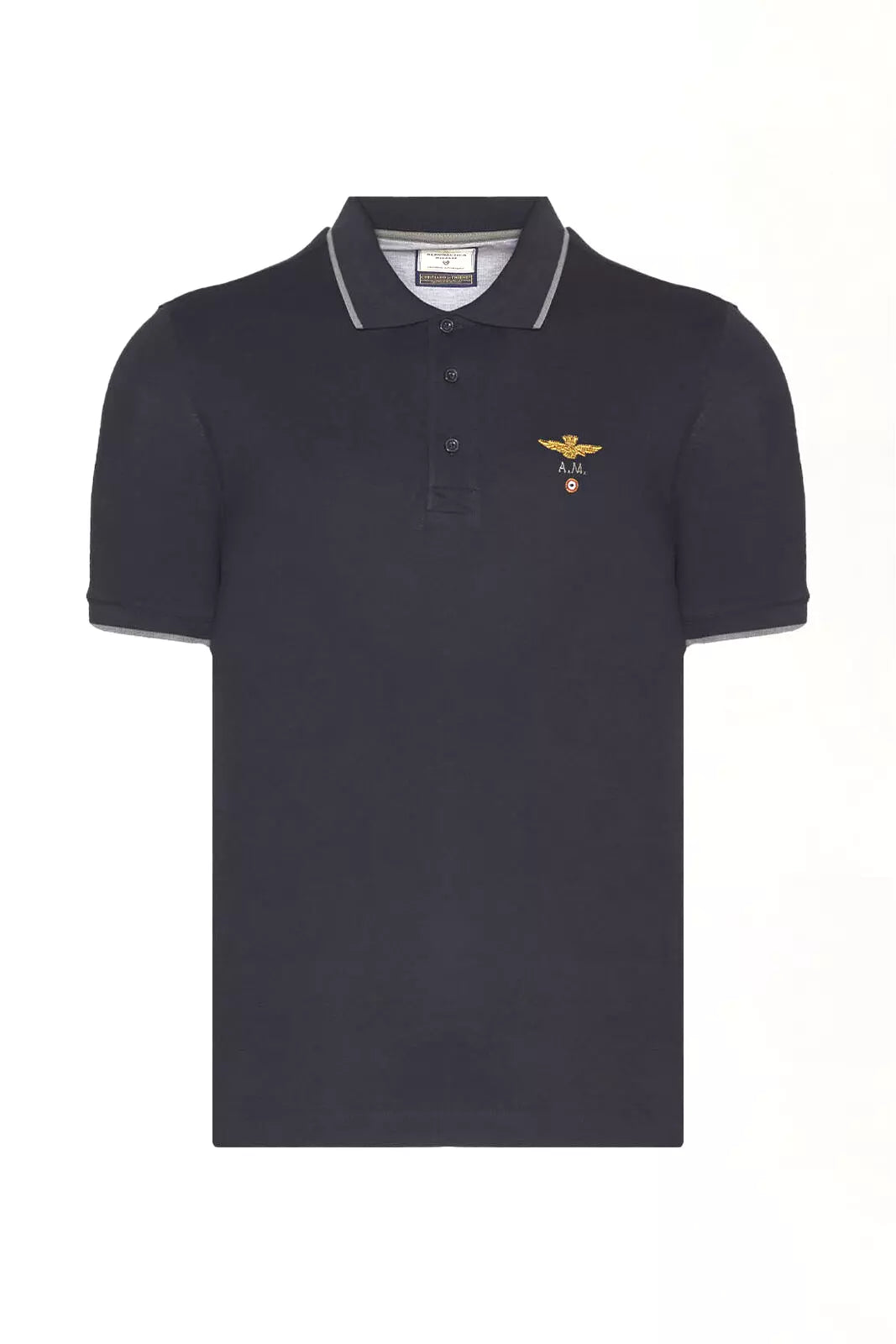Polo Aeronautica Militare Basica in Cotone Pique' Blu