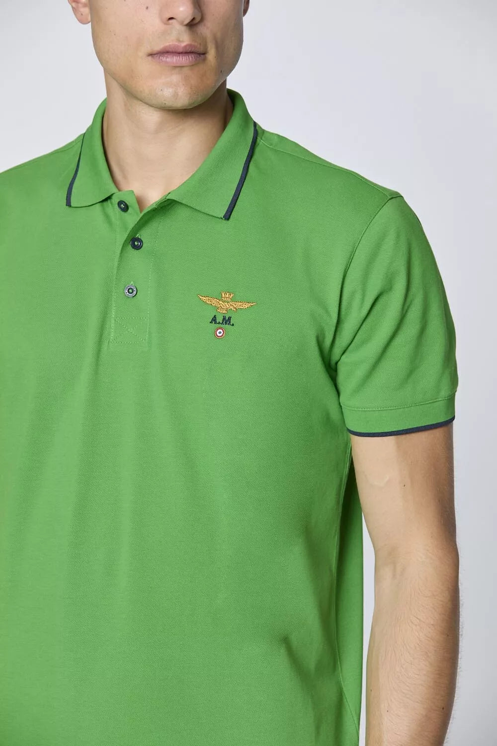 Polo Aeronautica Militare Basica in Cotone Pique' Verde