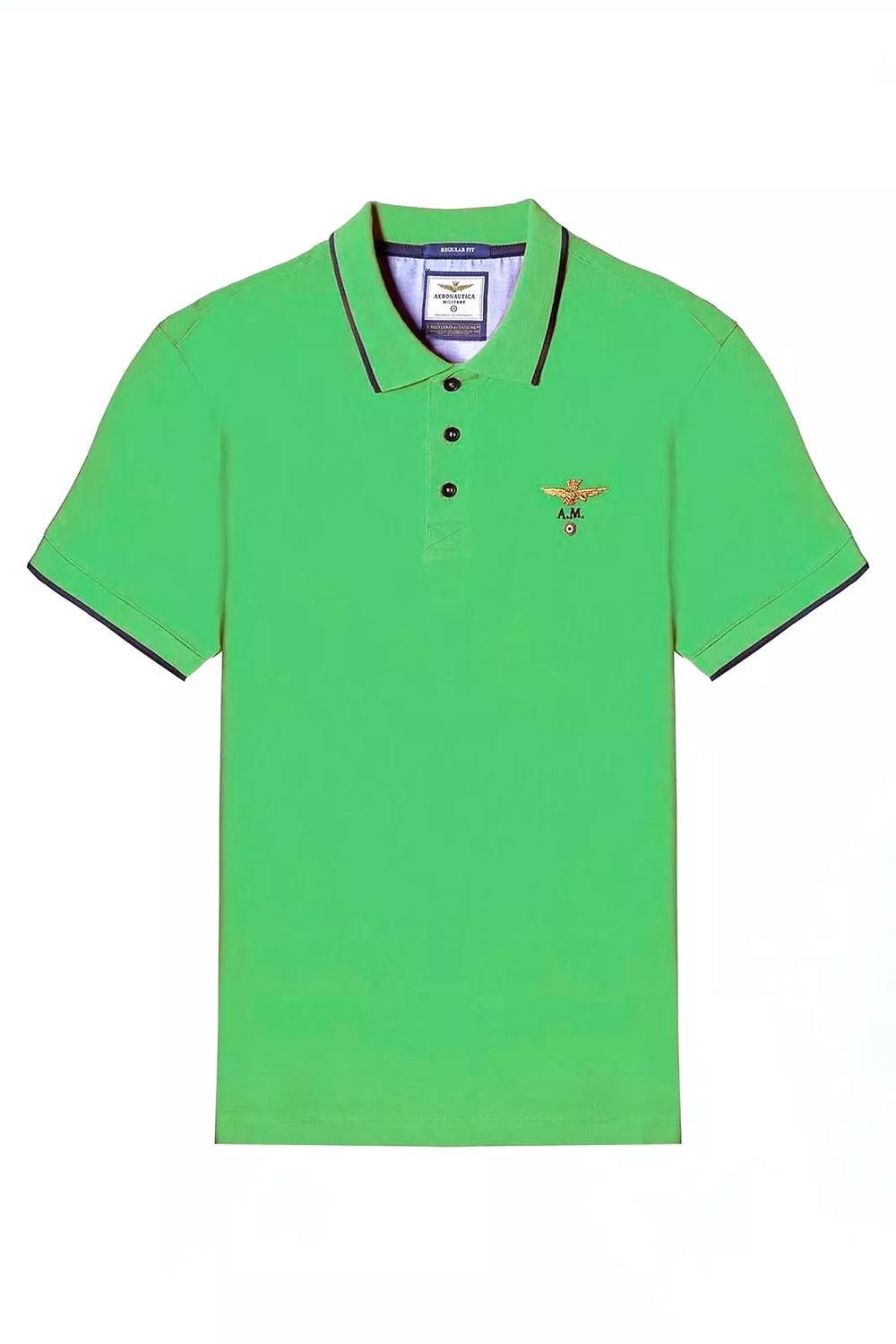Polo Aeronautica Militare Basica in Cotone Pique' Verde