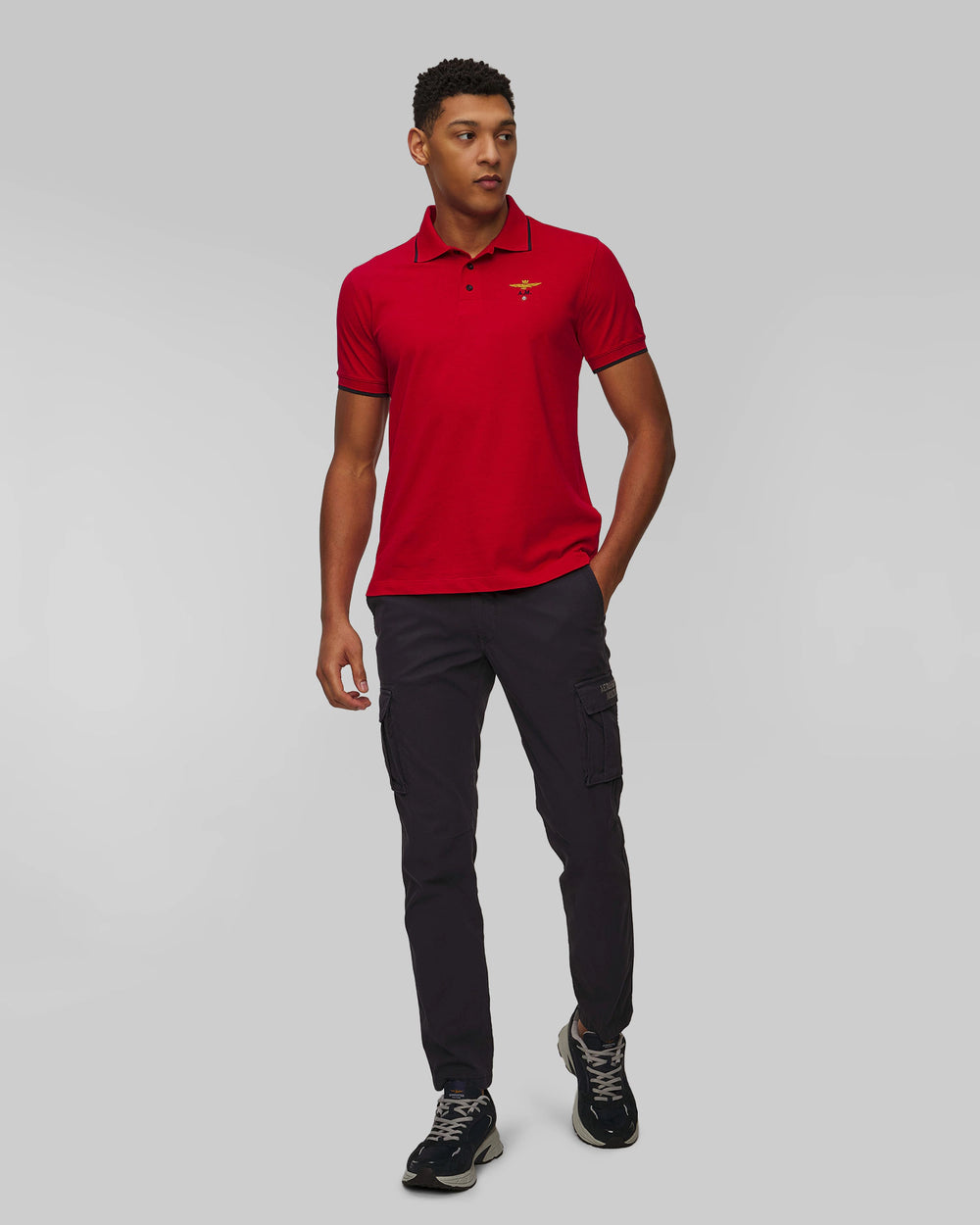 Polo Aeronautica Militare Basica in Cotone Pique' Rosso