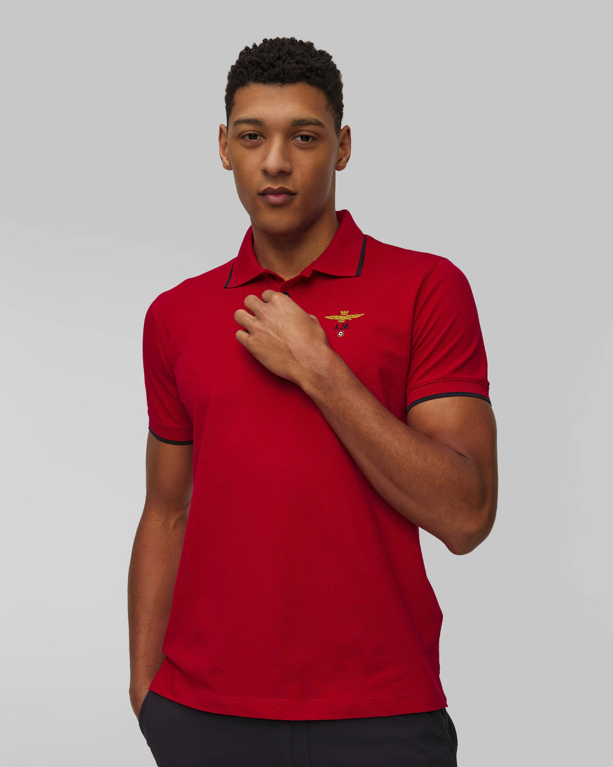 Polo Aeronautica Militare Basica in Cotone Pique' Rosso