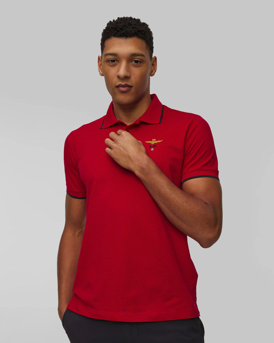 Polo Aeronautica Militare Basica in Cotone Pique' Rosso