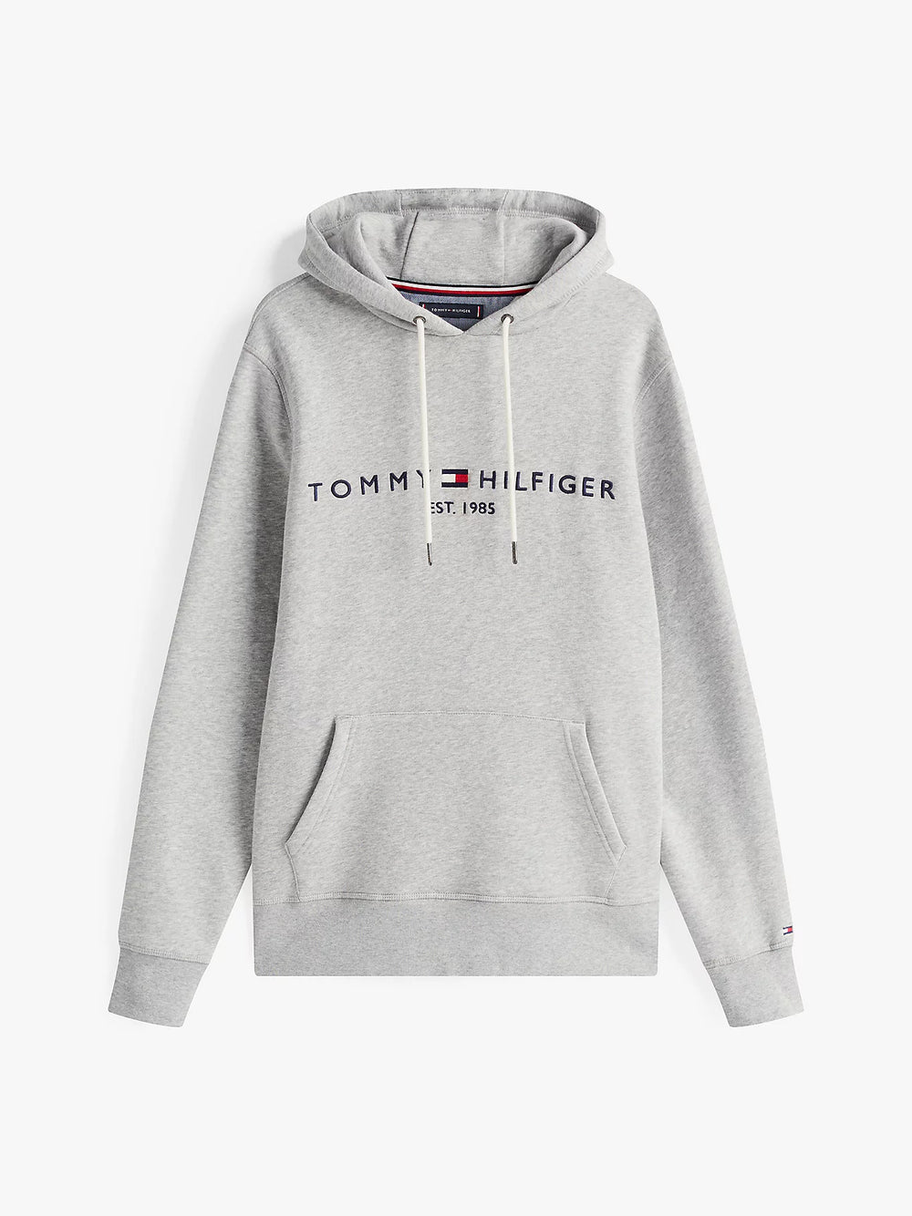 FELPA TOMMY HILFIGER UOMO CON CAPPUCCIO FELPATA LOGO RICAMATO GRIGIO