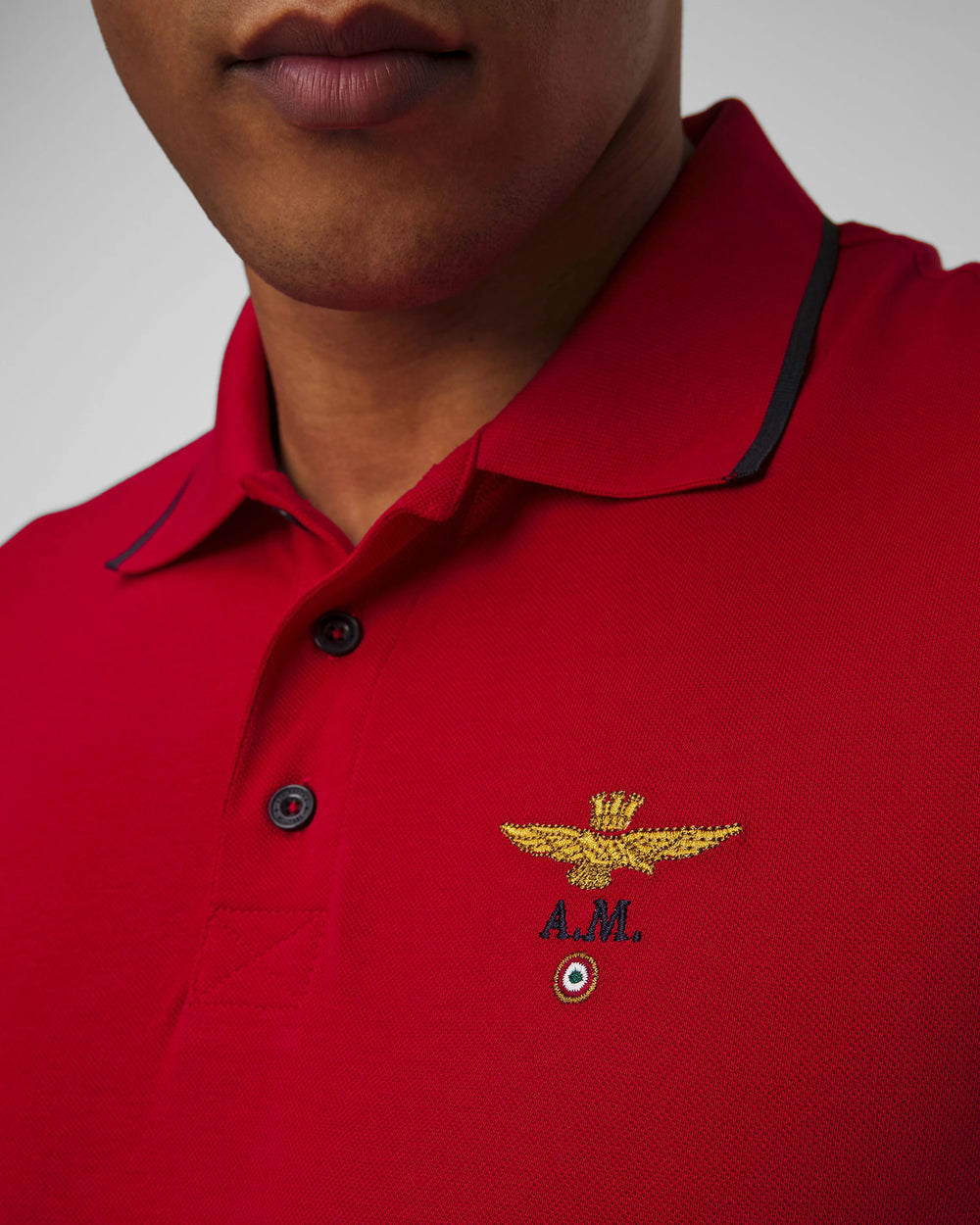 Polo Aeronautica Militare Basica in Cotone Pique' Rosso