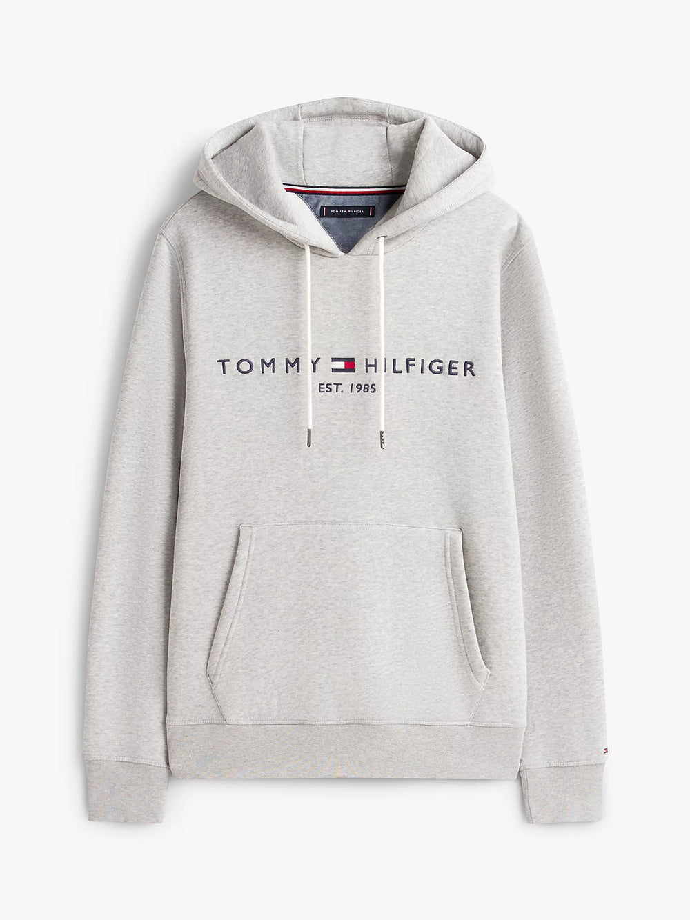FELPA TOMMY HILFIGER UOMO CON CAPPUCCIO FELPATA LOGO RICAMATO GRIGIO