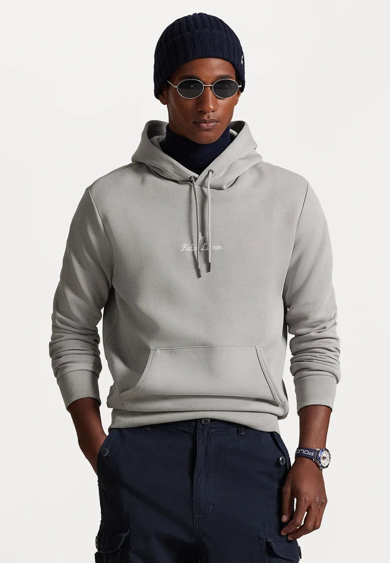 FELPA RALPH LAUREN CON CAPPUCCIO A MAGLIA DOPPIA GRIGIO