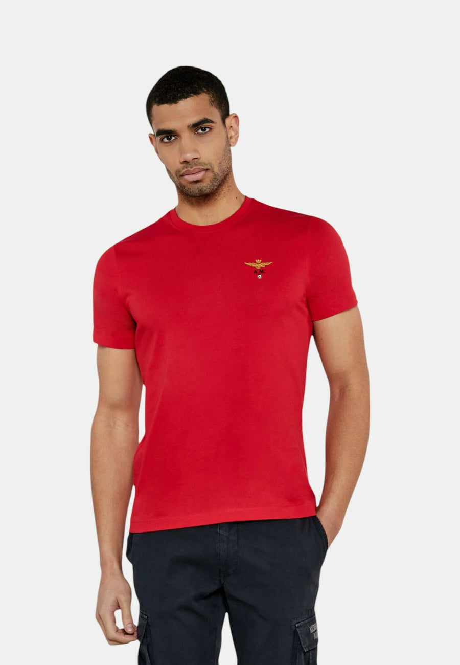 T-SHIRT UOMO AERONAUTICA MILITARE BASIC MEZZA MANICA ROSSO