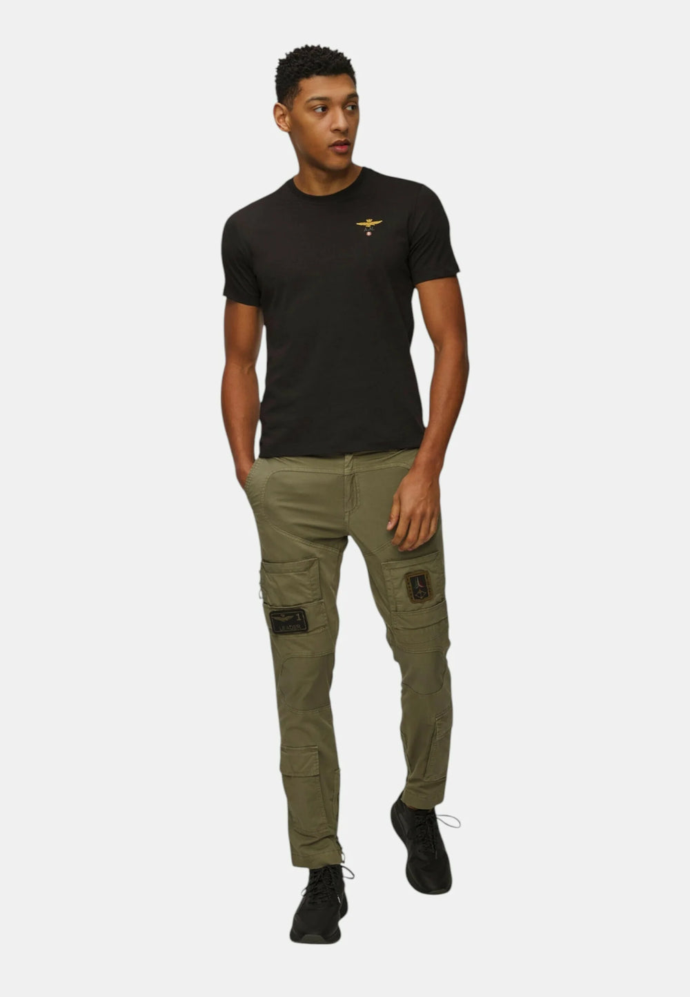 T-SHIRT UOMO AERONAUTICA MILITARE BASIC MEZZA MANICA NERO