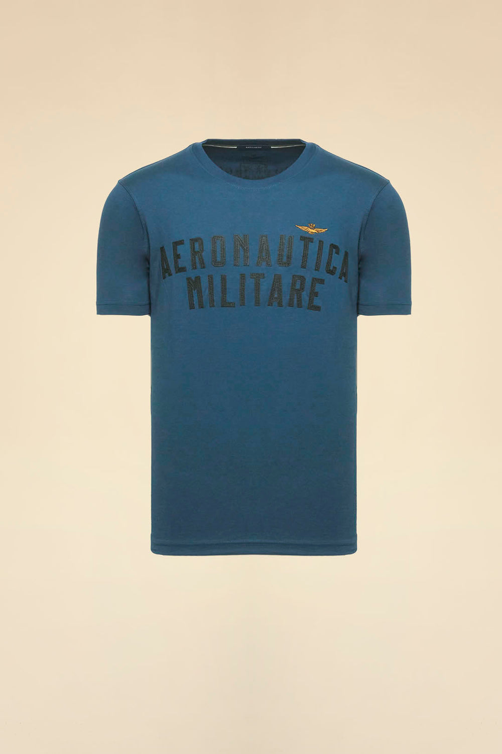 T-SHIRT MANICA CORTA CON LOGO IN FELTRO AERONAUTICA MILITARE BLU AVIO