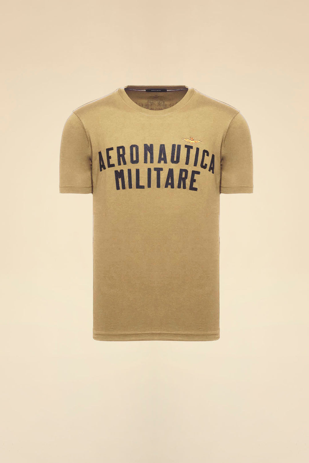 T-SHIRT MANICA CORTA CON LOGO IN FELTRO AERONAUTICA MILITARE BEIGE