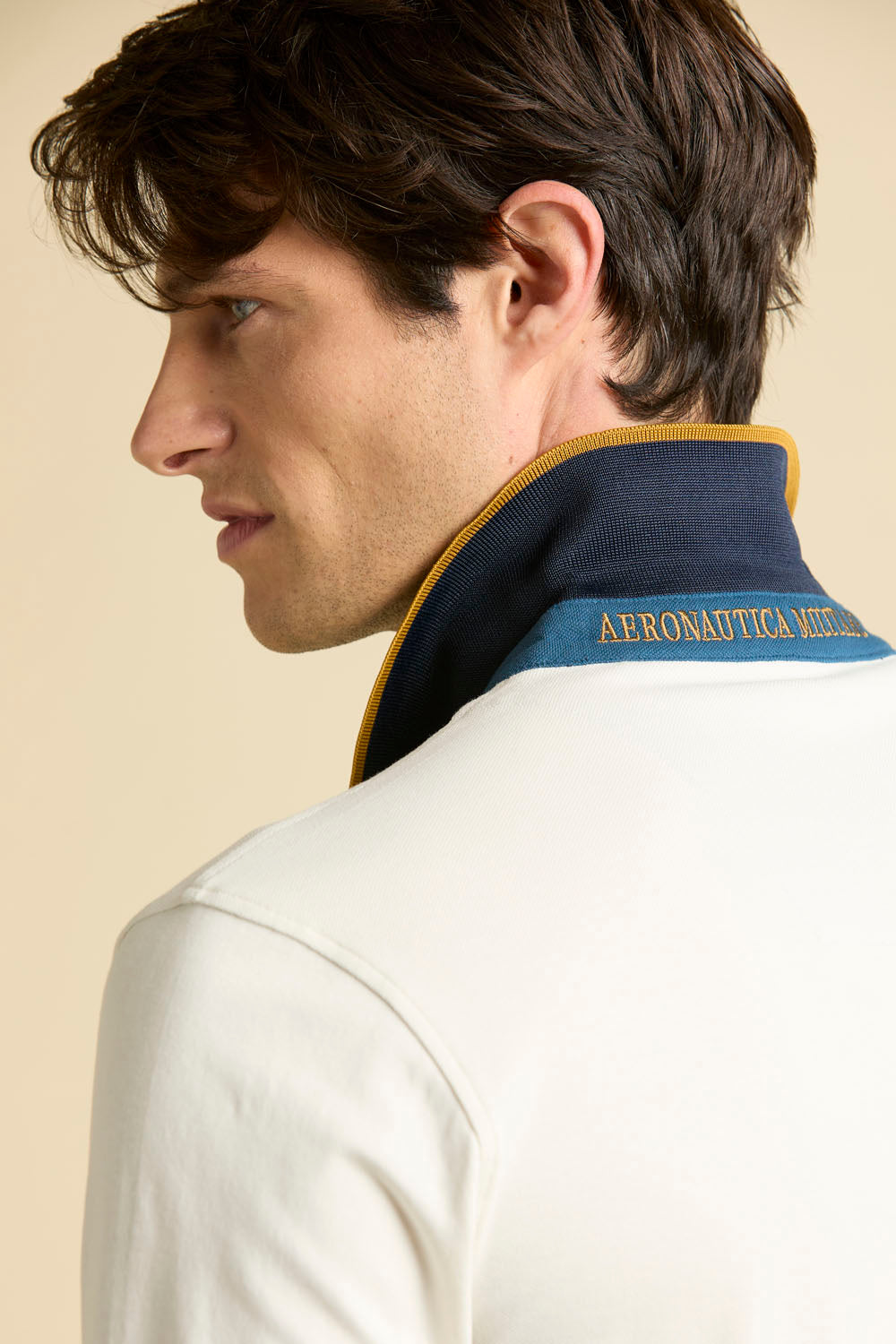 POLO P.A.N. COLOR BLOCK RICAMATA AERONAUTICA MILITARE BIANCA