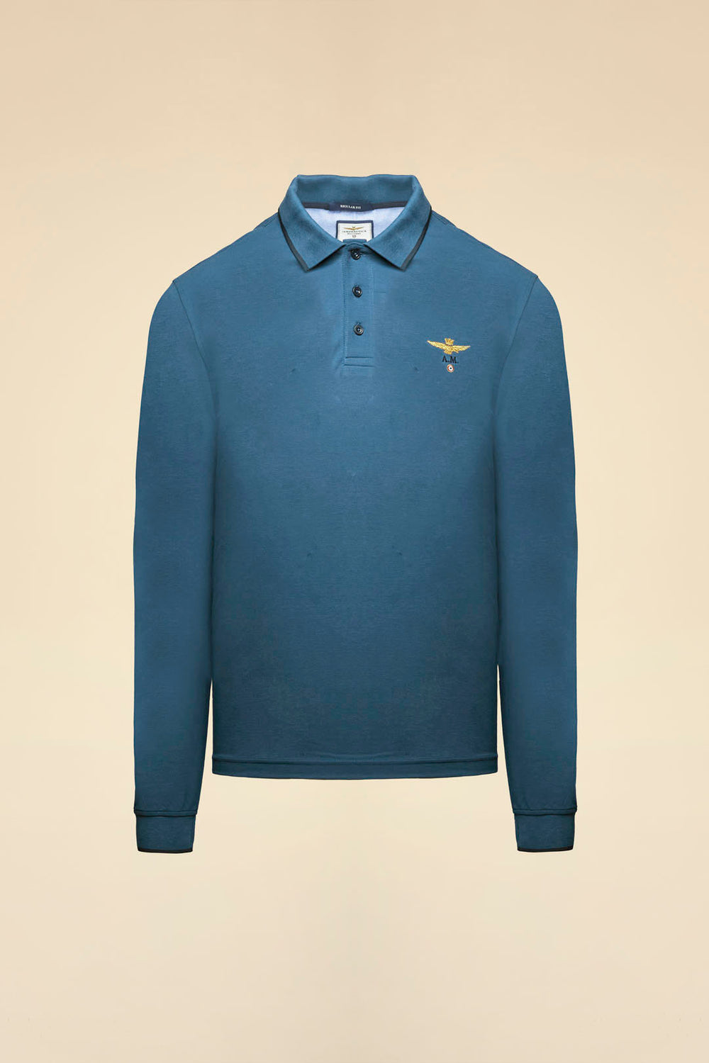 POLO BASICA MANICA LUNGA IN COTONE AERONAUTICA MILITARE BLU AVIO