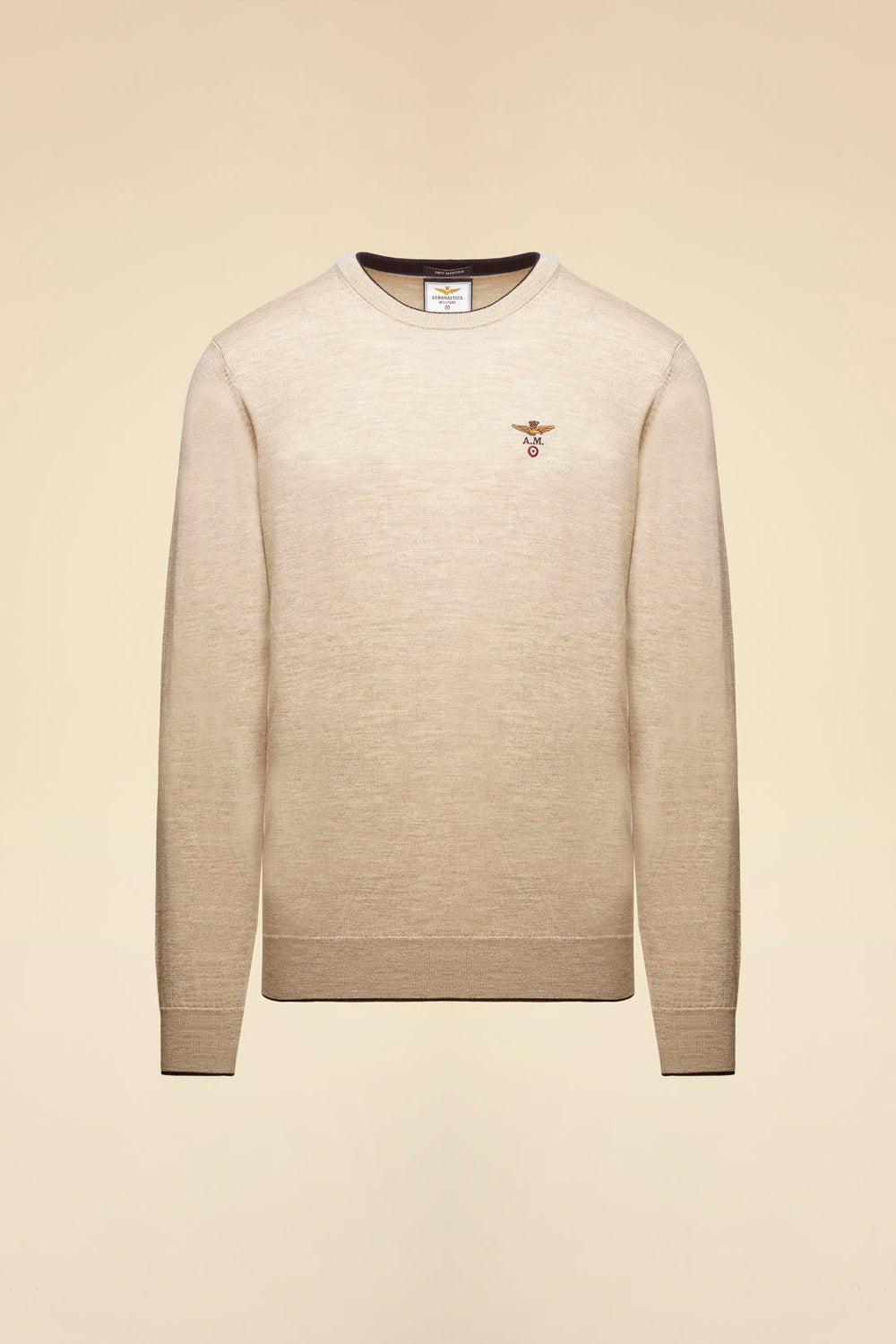 MAGLIA GIROCOLLO IN LANA MERINO AERONAUTICA MILITARE SABBIA MELANGE