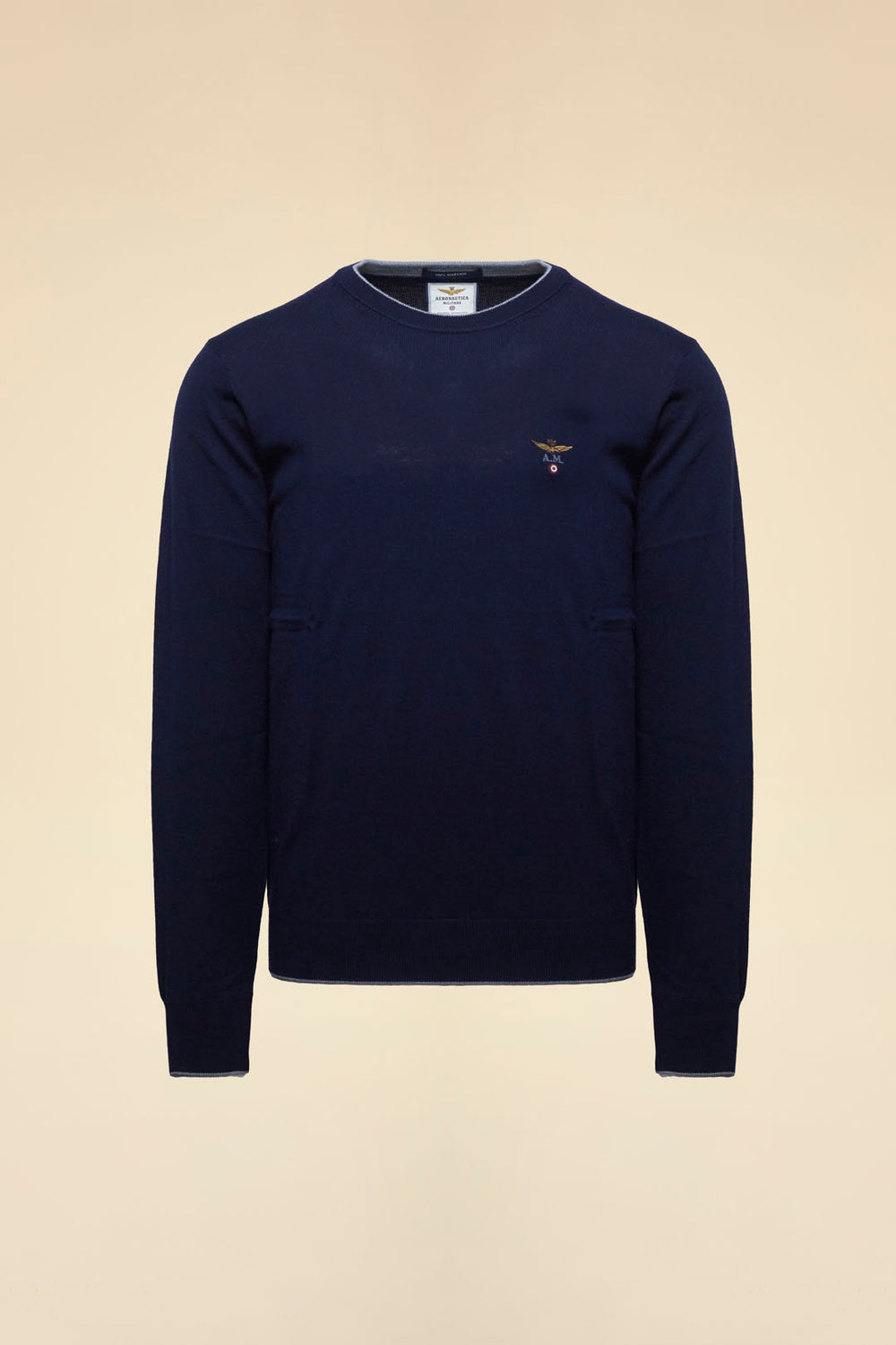 MAGLIA GIROCOLLO IN LANA MERINO AERONAUTICA MILITARE BLU
