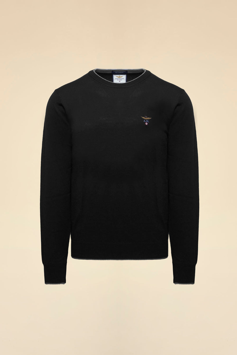 MAGLIA GIROCOLLO IN LANA MERINO AERONAUTICA MILITARE NERO