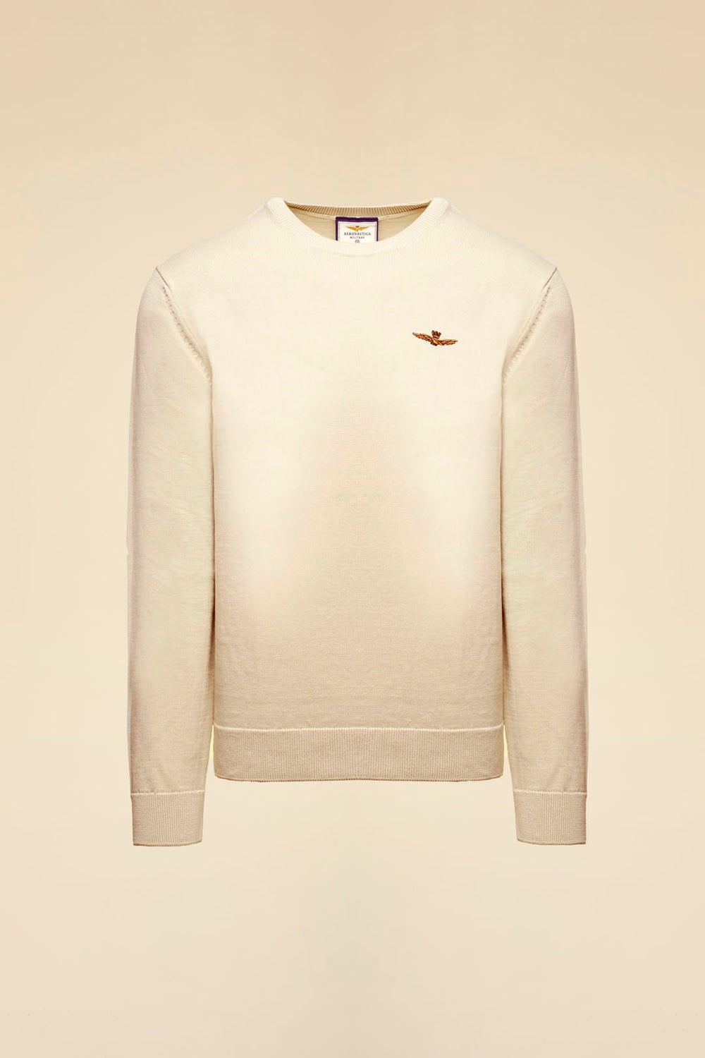 MAGLIA GIROCOLLO IN COTONE TINTO FILO AERONAUTICA MILITARE BEIGE