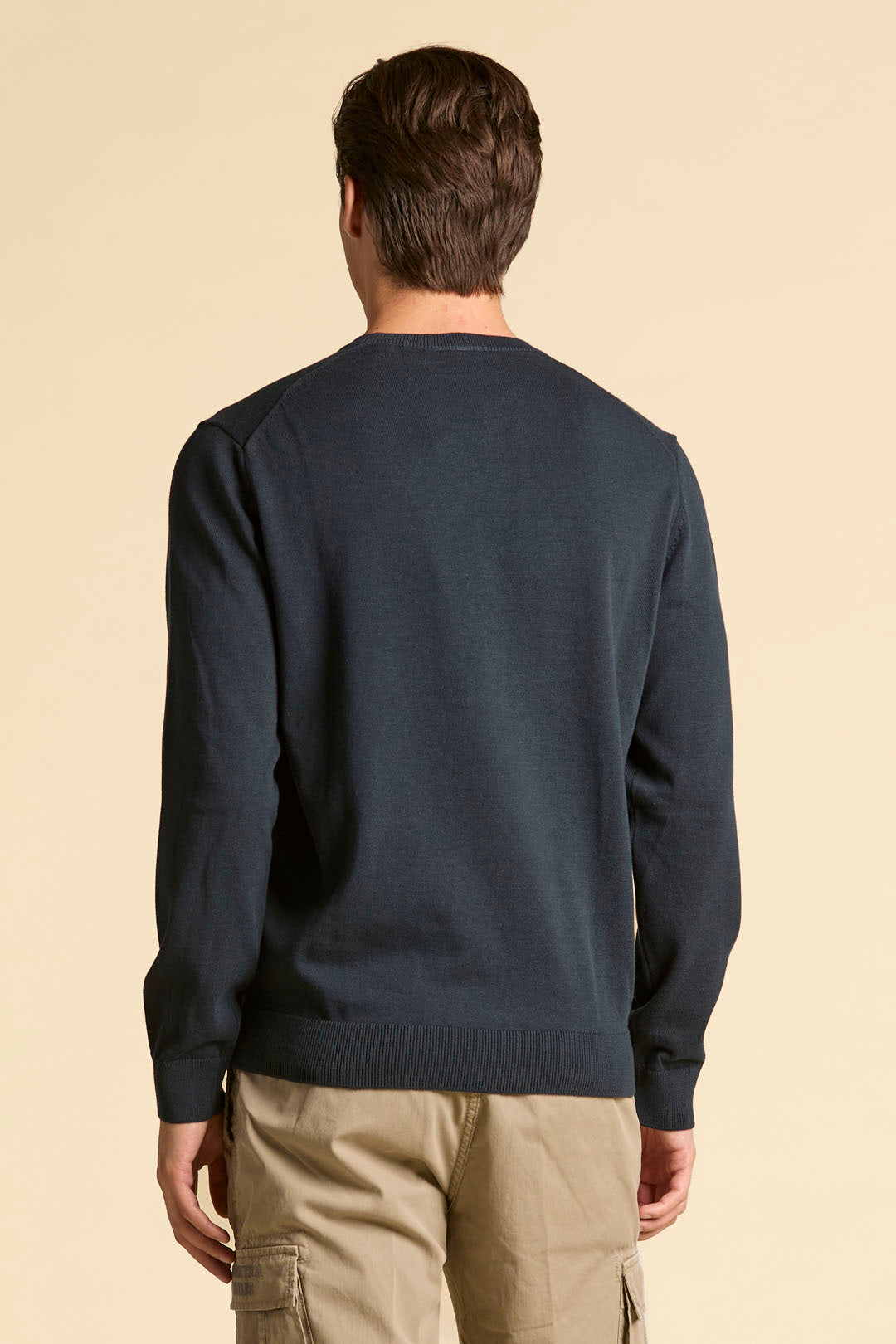 MAGLIA GIROCOLLO IN COTONE TINTO FILO AERONAUTICA MILITARE BLU
