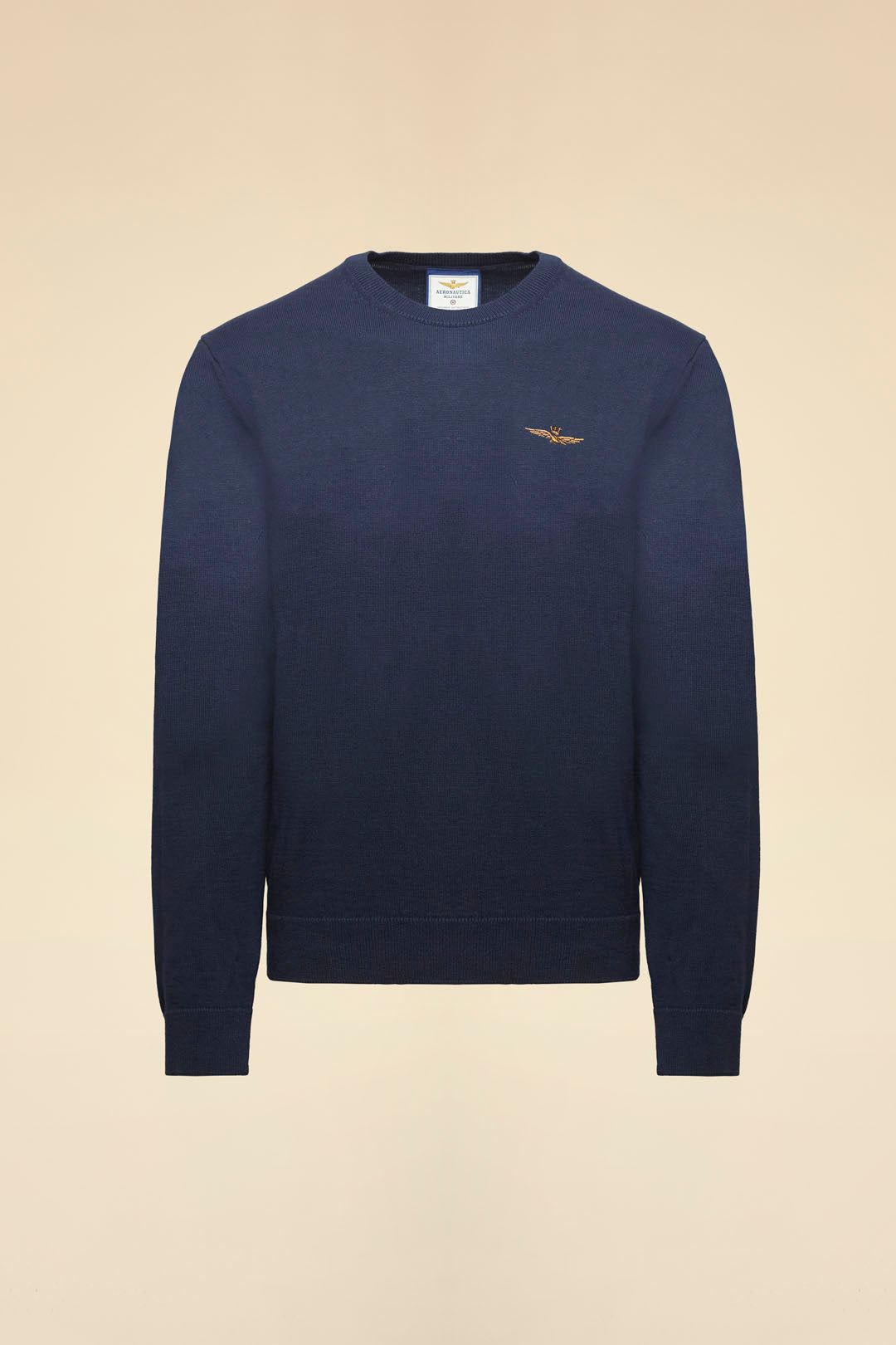 MAGLIA GIROCOLLO IN COTONE TINTO FILO AERONAUTICA MILITARE BLU