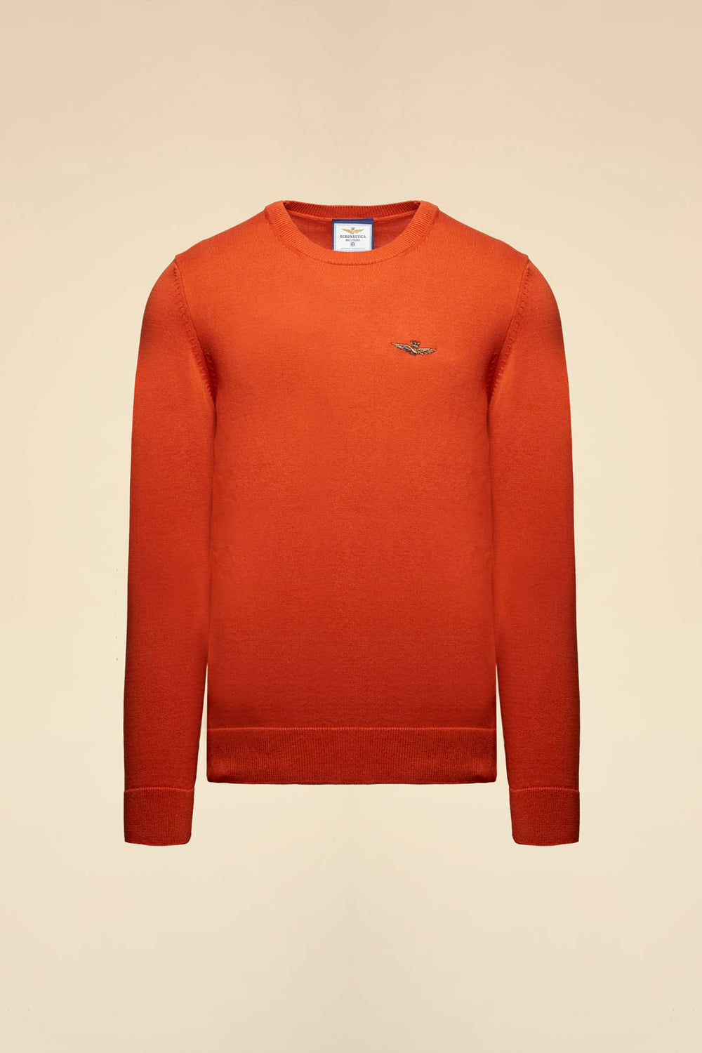MAGLIA GIROCOLLO IN COTONE TINTO FILO AERONAUTICA MILITARE ARANCIONE