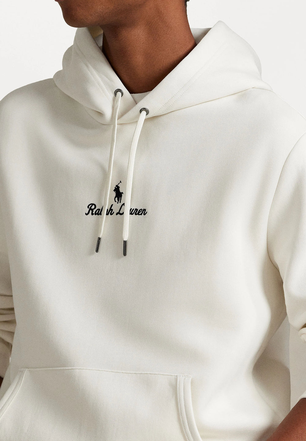 FELPA RALPH LAUREN CON CAPPUCCIO A MAGLIA DOPPIA BIANCO