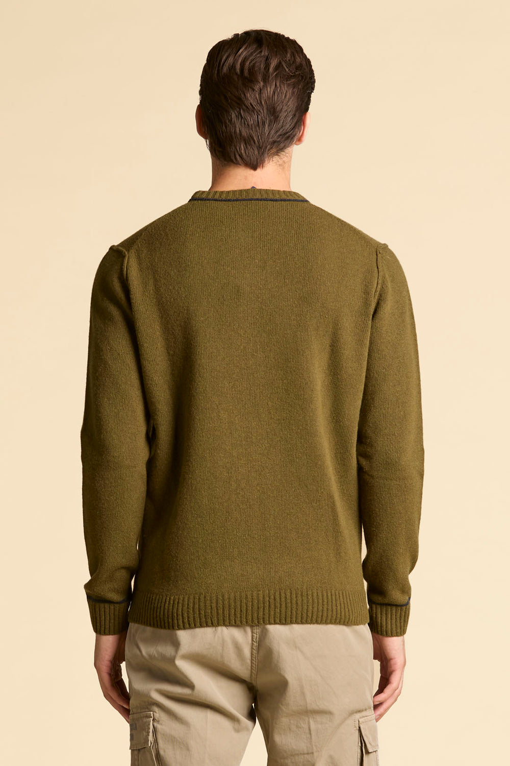 MAGLIONE IN LANA CON LOGO JACQUARD AERONAUTICA MILITARE VERDE OLIVA