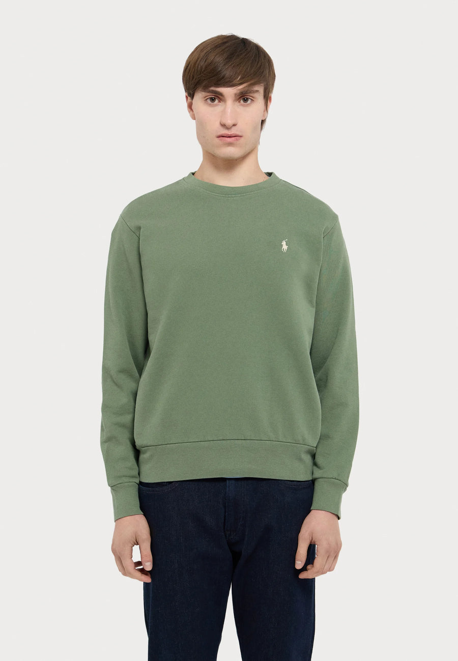 FELPA RALPH LAUREN LOOPBACK IN COTONE GIROCOLLO VERDE CHIARO