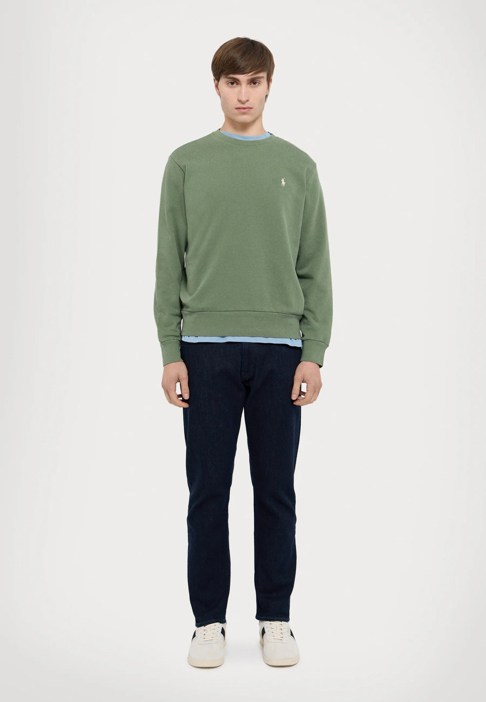 FELPA RALPH LAUREN LOOPBACK IN COTONE GIROCOLLO VERDE CHIARO