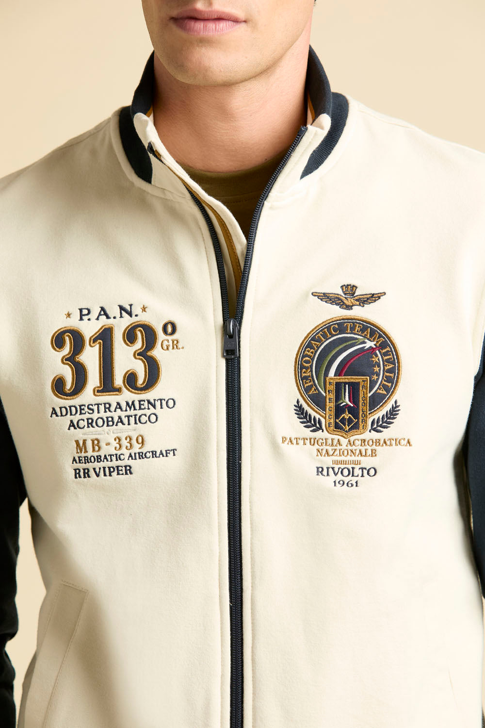 Felpa AERONAUTICA MILITARE full-zip ricamata Frecce Tricolori