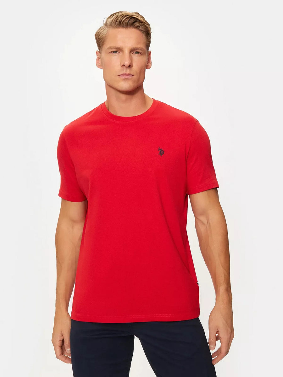 T-SHIRT UOMO US POLO ASSN MANICHE CORTE IN COTONE ROSSO