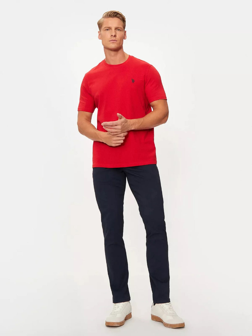 T-SHIRT UOMO US POLO ASSN MANICHE CORTE IN COTONE ROSSO