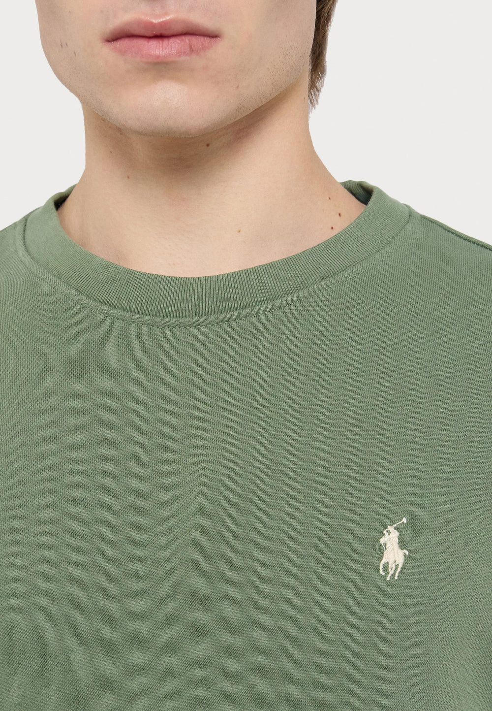FELPA RALPH LAUREN LOOPBACK IN COTONE GIROCOLLO VERDE CHIARO