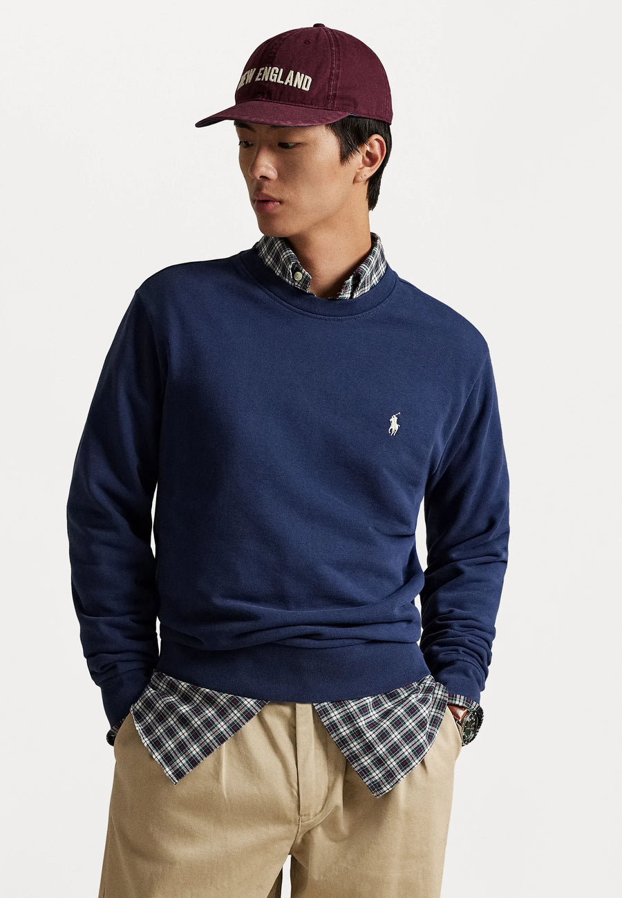 FELPA RALPH LAUREN LOOPBACK IN COTONE GIROCOLLO BLU SCURO