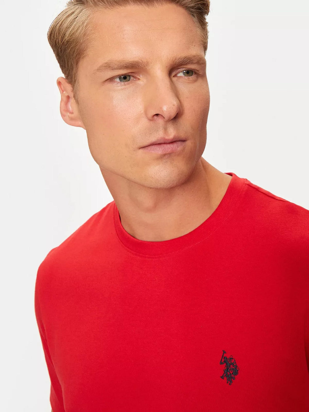 T-SHIRT UOMO US POLO ASSN MANICHE CORTE IN COTONE ROSSO