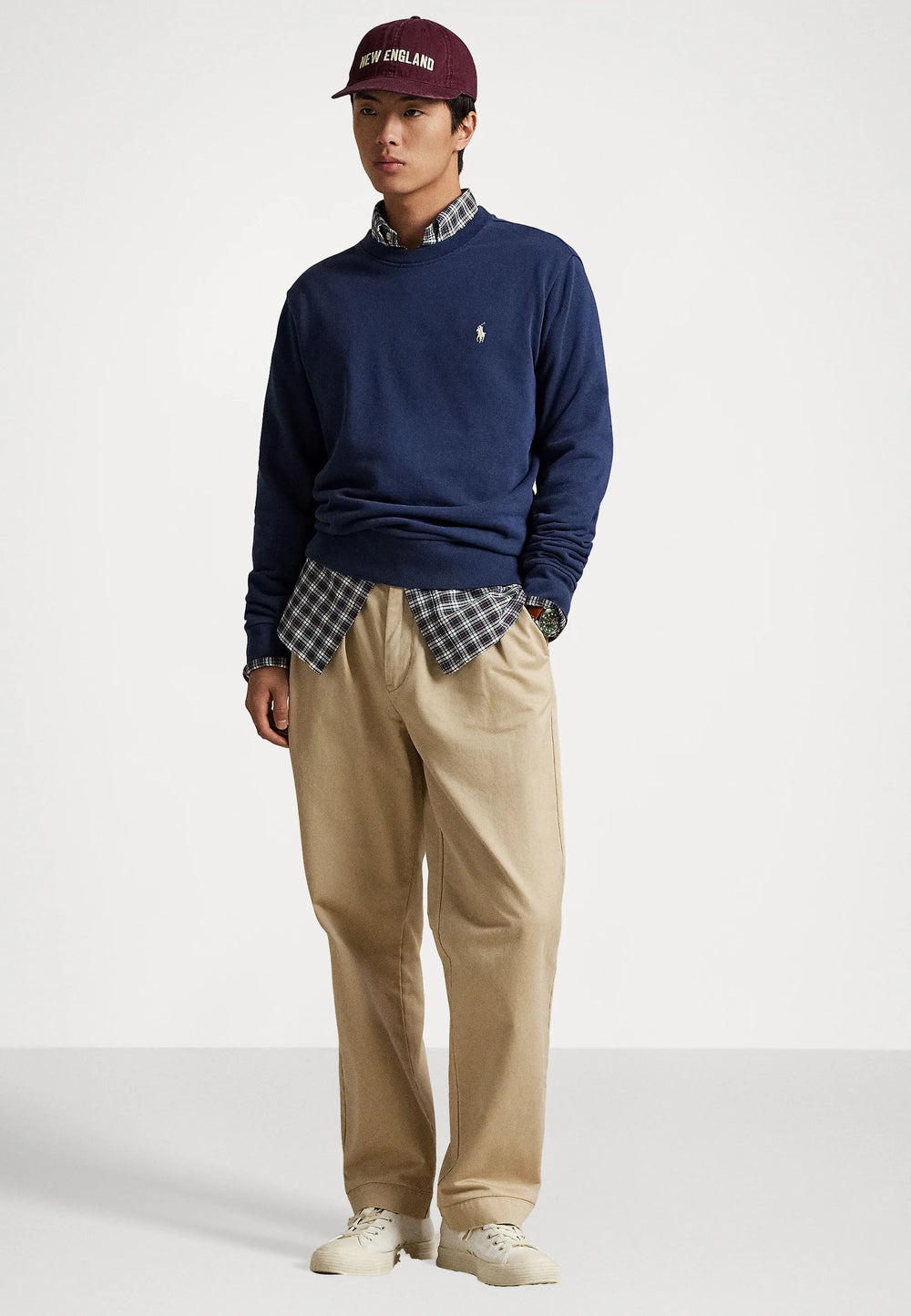 FELPA RALPH LAUREN LOOPBACK IN COTONE GIROCOLLO BLU SCURO