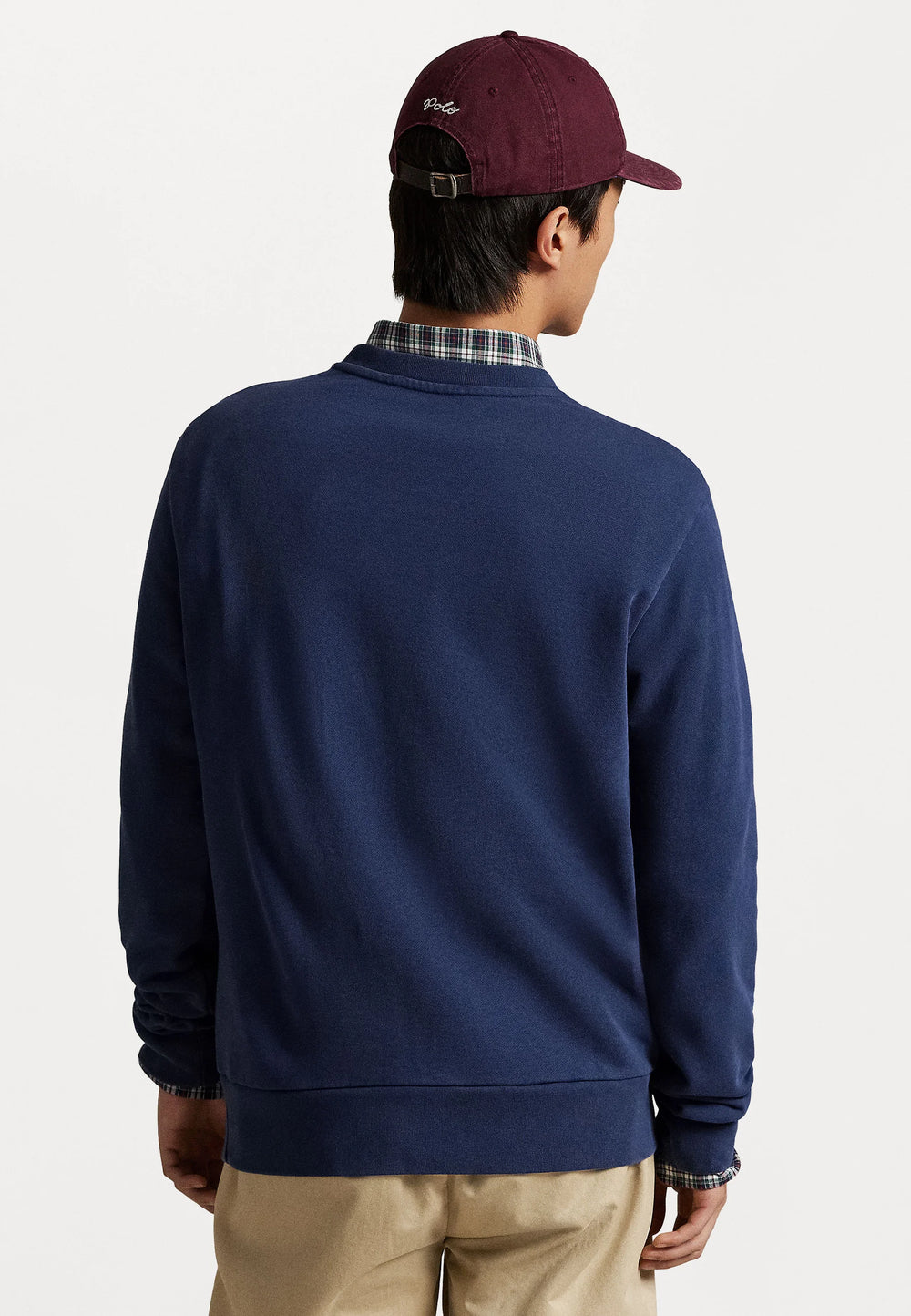 FELPA RALPH LAUREN LOOPBACK IN COTONE GIROCOLLO BLU SCURO