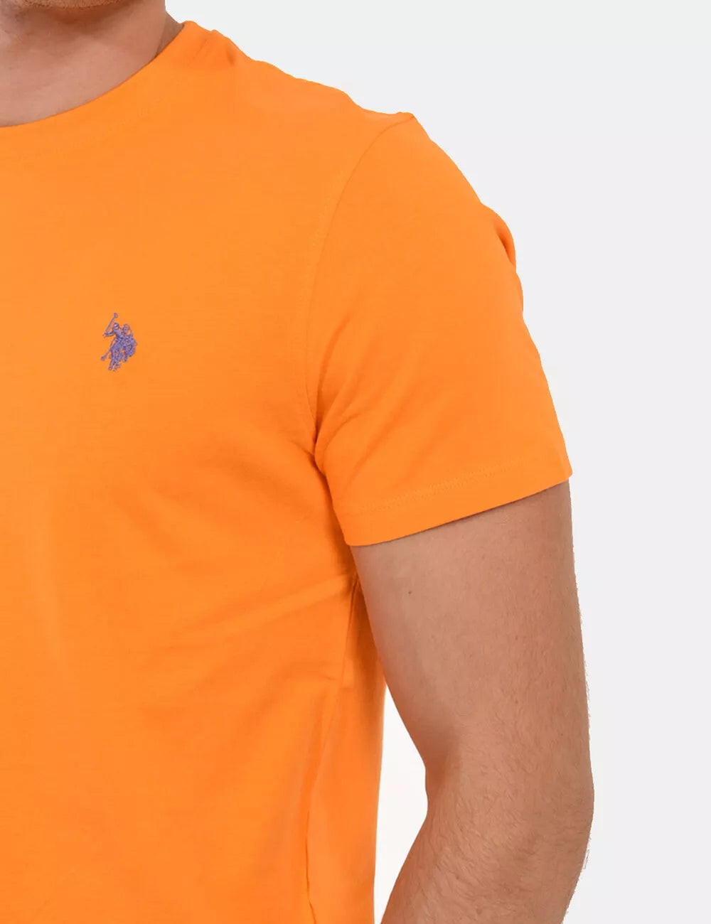 T-SHIRT UOMO US POLO ASSN MANICHE CORTE IN COTONE ARANCIO