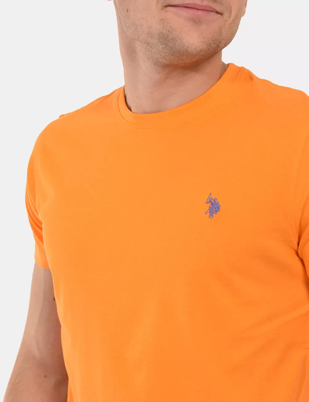 T-SHIRT UOMO US POLO ASSN MANICHE CORTE IN COTONE ARANCIO