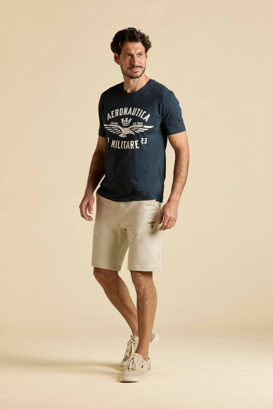 BERMUDA SHORTS UOMO AERONAUTICA MILITARE IN COTONE BIANCO GHIACCIO